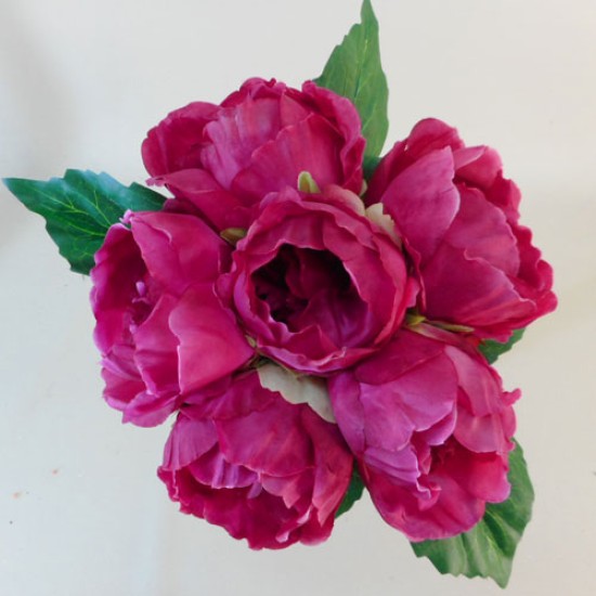 Artificial Peony Flowers Hand Tied Posy Hot Pink 27cm Artificial Flowers